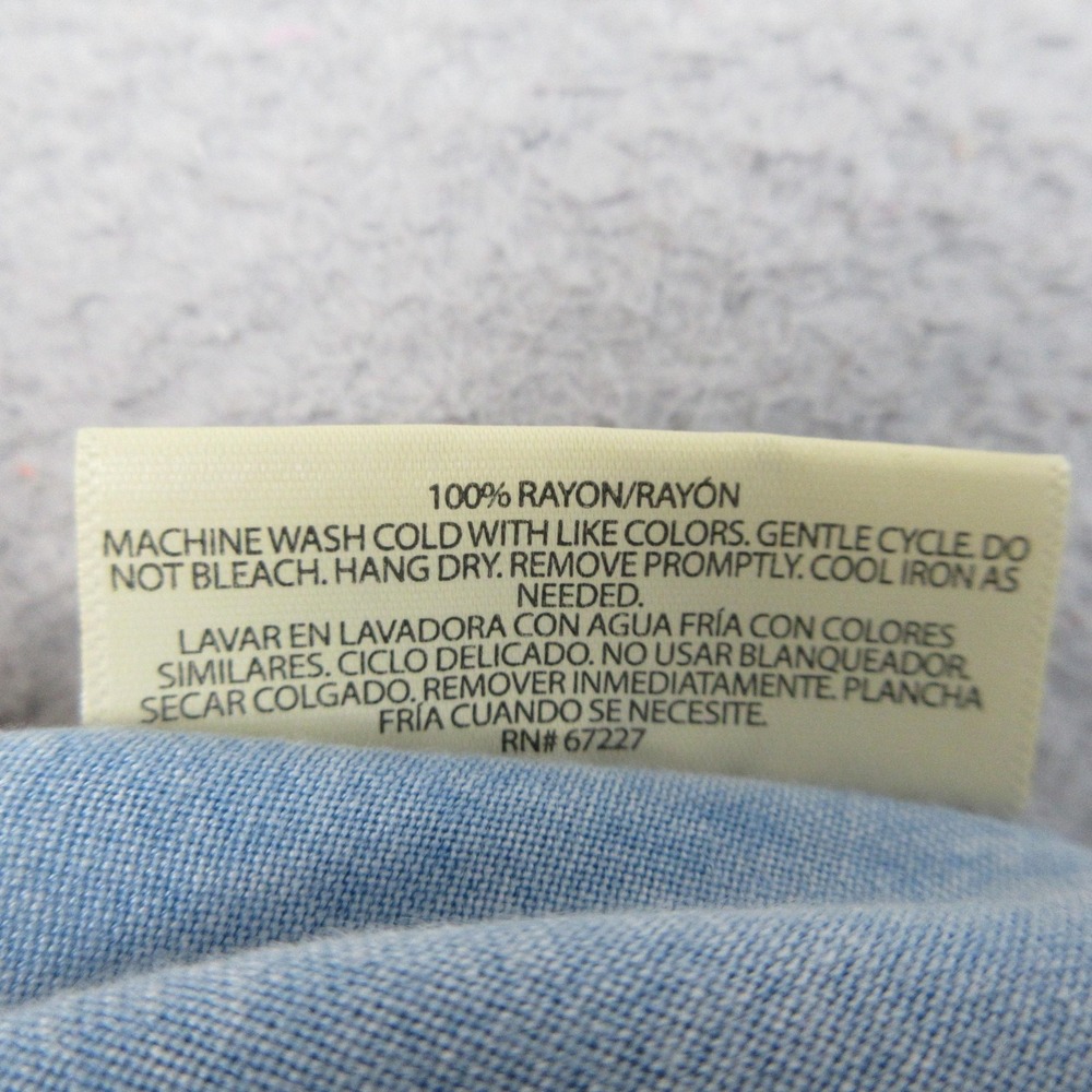 Bobbie Brooks Chambray Shirt Dress Ladies L Blue Tencel Look Tie Waist Relaxed - Picture 9 of 12
